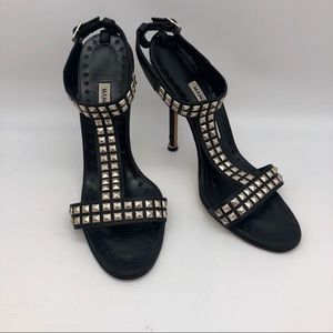 Manolo Blahnik Black Leather studded sandals